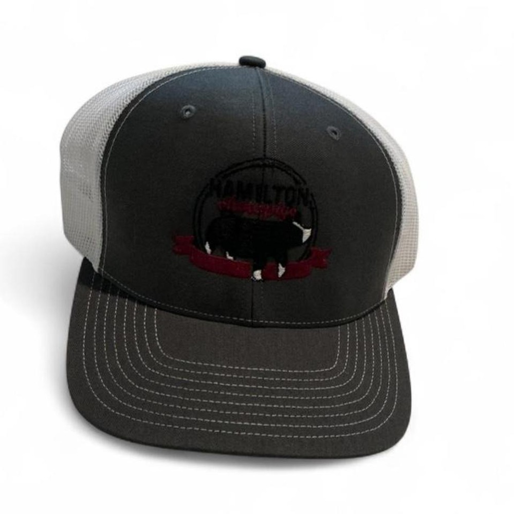 Richardson Trucker Hat Mens‎ OSFM Charcoal White Excellent Hamilton Cow Snapback - Picture 2 of 7
